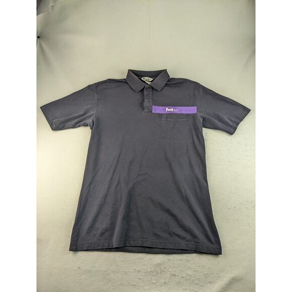 Mens FedEx Stan Herman Polo Shirt Short Sleeve Size L Black Purple Logo - Picture 2 of 13